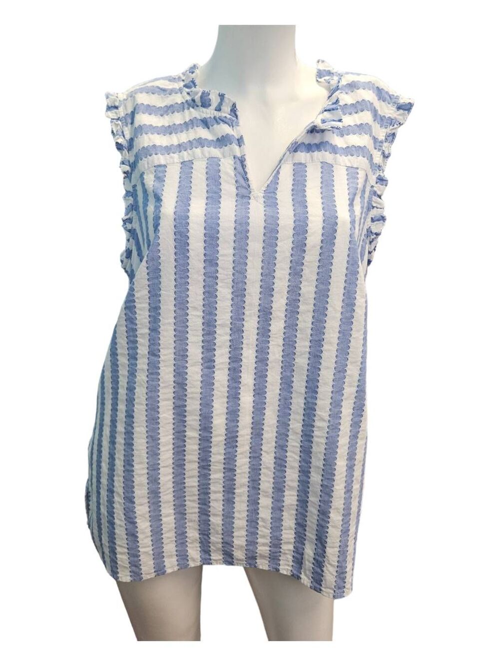 Talbots Blue Striped Top Women's SZ 1X Shell Plus Size Summer